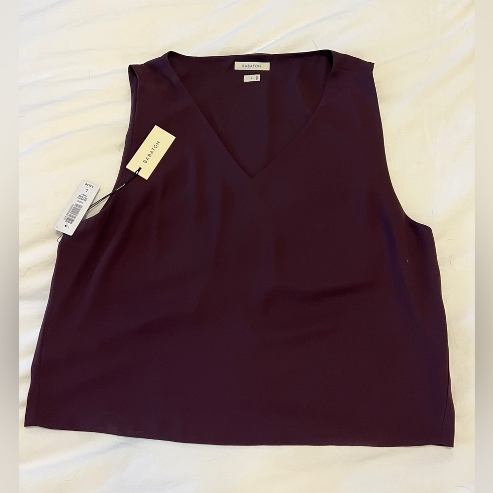 Aritzia Rich Purple Sleeveless V-Neck Blouse